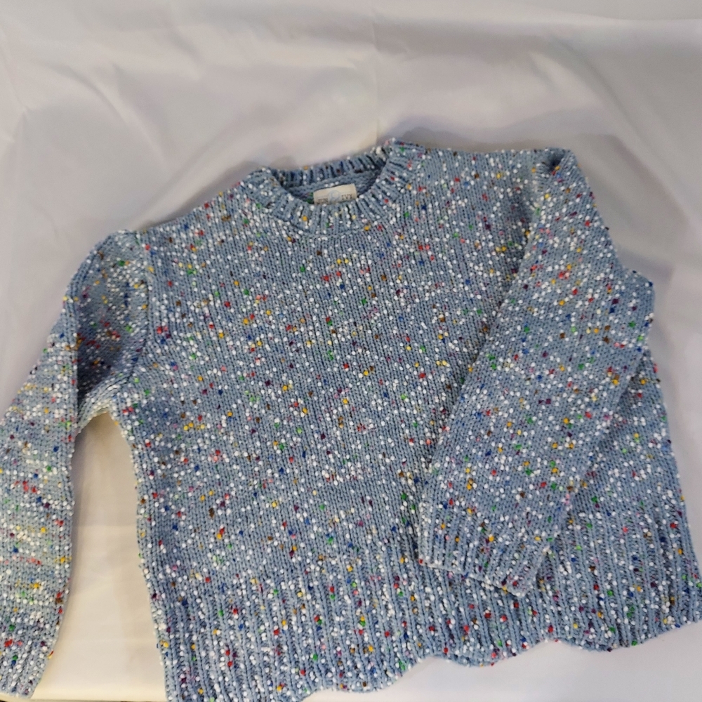 Light Blue Confetti knit crewneck Sweater
